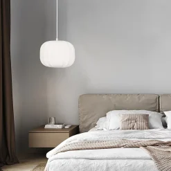 Suspension ronde Auriane tissu blanc E27 ⌀25 x H.88 cm Lussiol