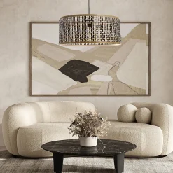 Suspension ronde Ayana en bambou noir et beige E27 ⌀.48 x H.90 cm Lussiol