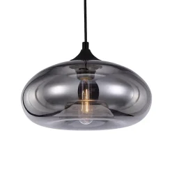 Suspension ronde Bronks en verre gris E27 ⌀.28 x H.98 cm Lussiol