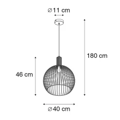 Suspension ronde design noire 40 cm - Dos