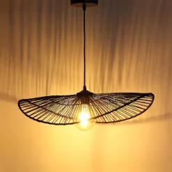 Suspension ronde en jacinthe d'eau Alana coloris noir E27 ⌀58 x H.80 cm Lussiol