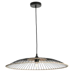 Suspension ronde en métal Soliflore IP20 E27 40W rotin coloris noir ⌀60 x H.83 cm Lussiol