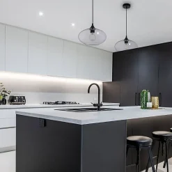 Suspension ronde Irina verre fumé IP20 E27 10W Ø.26 x H.94 cm Lussiol