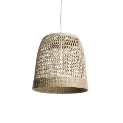 Suspension ronde Mali en jacinthe d'eau beige E27 ⌀.30 x H.100 cm Lussiol