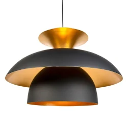 Suspension ronde moderne noire avec or 3 couches - Titus