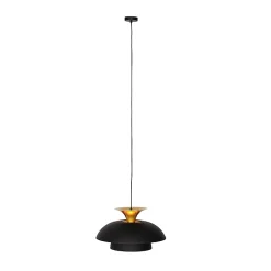 Suspension ronde moderne noire avec or 3 couches - Titus