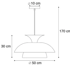 Suspension ronde moderne noire avec or 3 couches - Titus