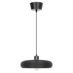 Suspension ronde noire en céramique E27 15W, H.110 x Ø30 cm, GoodHome Osage