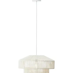 Suspension ronde Pipa métal et papier blanc ⌀50 x H.150cm IP20 E27 20W Brilliant