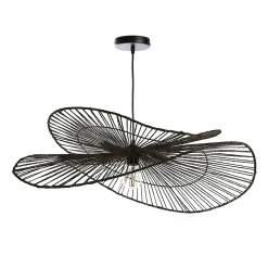 Suspension ronde Sapa en jacinthe d'eau noir E27 ⌀.78 x H.95 cm Lussiol