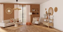 Suspension ronde Tanger raphia aspect naturel IP20 E27 Ø80 x H.101 cm Corep