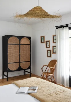 Suspension ronde Tanger raphia aspect naturel IP20 E27 Ø80 x H.101 cm Corep