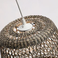 Suspension ronde Tobago en jacinthe d'eau beige foncé E27 ⌀.30 x H.100 cm Lussiol