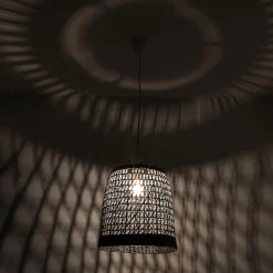 Suspension ronde Tobago en jacinthe d'eau beige foncé E27 ⌀.30 x H.100 cm Lussiol