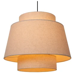 Suspension ronde Tribute tissu beige crème IP20 E27 40W Ø60 x H.180cm Lucide