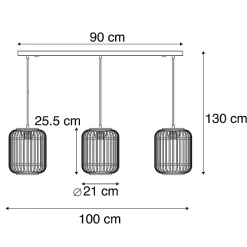 Suspension rotin rustique 3 lumières - Manille