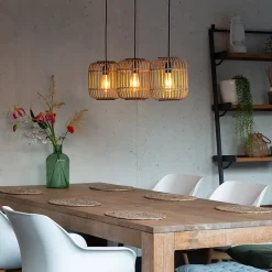 Suspension rotin rustique 3 lumières - Manille