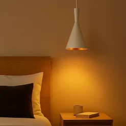 Suspension Rétro Industrielle avec Abat-jour en Aluminium Blanc, E27.