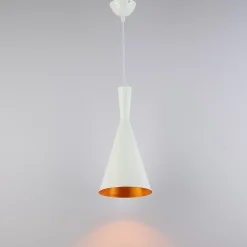 Suspension Rétro Industrielle avec Abat-jour en Aluminium Blanc, E27.