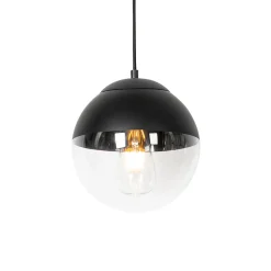 Suspension rétro noire avec verre transparent 20 cm - Eclipse