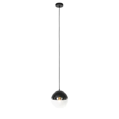 Suspension rétro noire avec verre transparent 20 cm - Eclipse