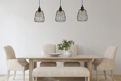 Suspension Rufford 3 lumières E27 IP20 40W ⌀18 x H.110cm noir mat