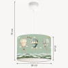 Suspension Rugby pour enfant E27 70 cm motif de montgolfière vert lux.pro