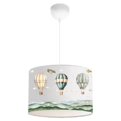 Suspension Rugby pour enfant E27 70 cm motif de montgolfière blanc lux.pro