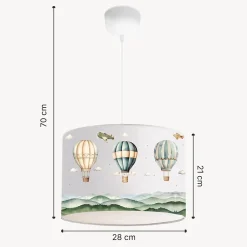Suspension Rugby pour enfant E27 70 cm motif de montgolfière blanc lux.pro