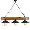 Suspension rustique 3 lampes bois et noire - ENOLA