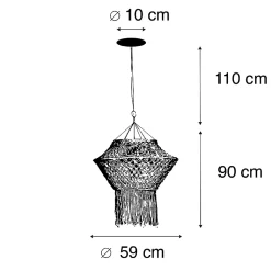Suspension rustique en macramé 90 cm - String