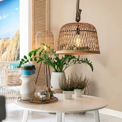 Suspension rustique intelligente en rotin avec ampoule WiFi G125 - Calamus