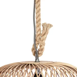 Suspension rustique intelligente en rotin avec ampoule WiFi G125 - Calamus