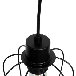 Suspension rustique noire avec bois 4 lumières - Stronk