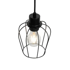 Suspension rustique noire avec bois 4 lumières - Stronk