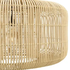 Suspension "seau" 76x76cm en rotin couleur naturelle et teck