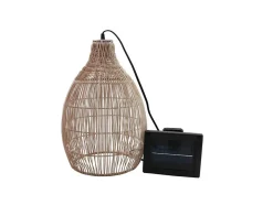 Suspension solaire bohème naturel style vannerie tressée LED blanc chaud HOLIDAY H 42 cm