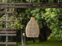 Suspension solaire bohème naturel style vannerie tressée LED blanc chaud HOLIDAY H 42 cm