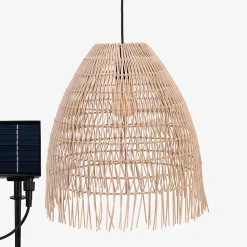 Suspension Solaire Effet Rotin IP44 3000K - Éclairage Terrasse, Balcon, Pergola, Jardin - Groupe DDC