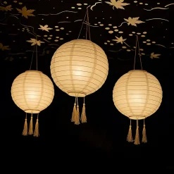 Suspension solaire LED - LUMISKY - HIMALAYA - O30cm - Beige, creme et mariage festif - Autonomie 8h