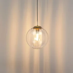 Suspension tendance boule en verre strié - Niccolo