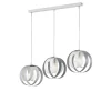 Suspension Tobias rosace rectangulaire, fer blanc et gris, diffuseurs laser, câble orientable, 3 lumières, style moderne