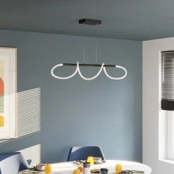 Suspension tube LED métal 20W noir L.85 x H.110cm GoodHome Pepperberry