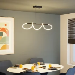 Suspension tube LED métal 20W noir L.85 x H.110cm GoodHome Pepperberry