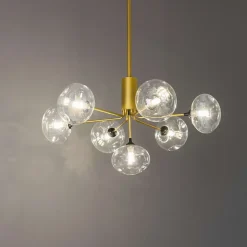 Suspension ultra design dorée à 7 sphères en verre - Erell