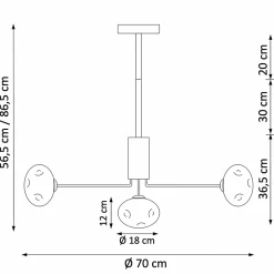 Suspension ultra design dorée à 7 sphères en verre - Erell