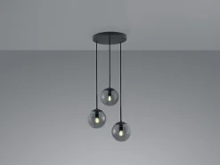 Suspension verre fumé 3 lumières 3xE14 max. 28W, Hauteur réglable - Trio - Balini