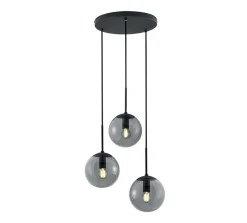 Suspension verre fumé 3 lumières 3xE14 max. 28W, Hauteur réglable - Trio - Balini