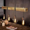 Suspension Vintage industrielle réglable bois rétro 80CM, 4 x E27 max. 25 watts, Classe énergétique E