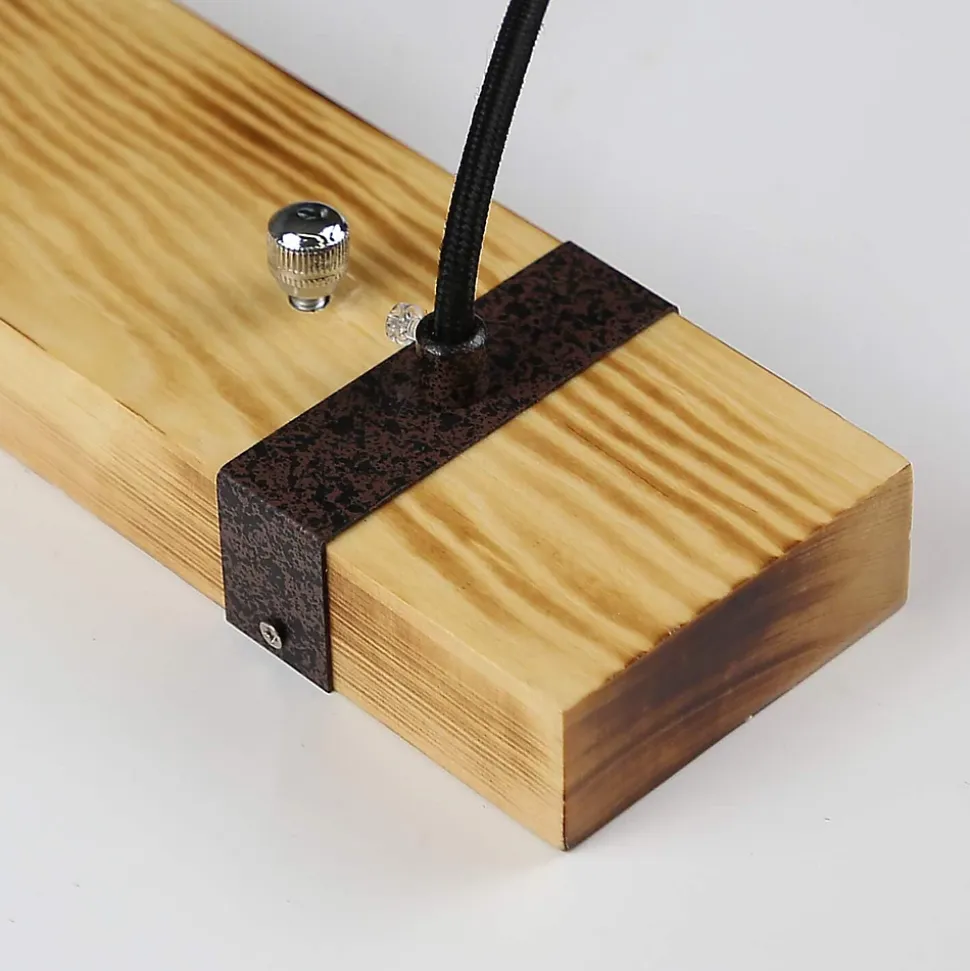 Suspension Vintage industrielle réglable bois rétro 80CM, 4 x E27 max. 25 watts, Classe énergétique E